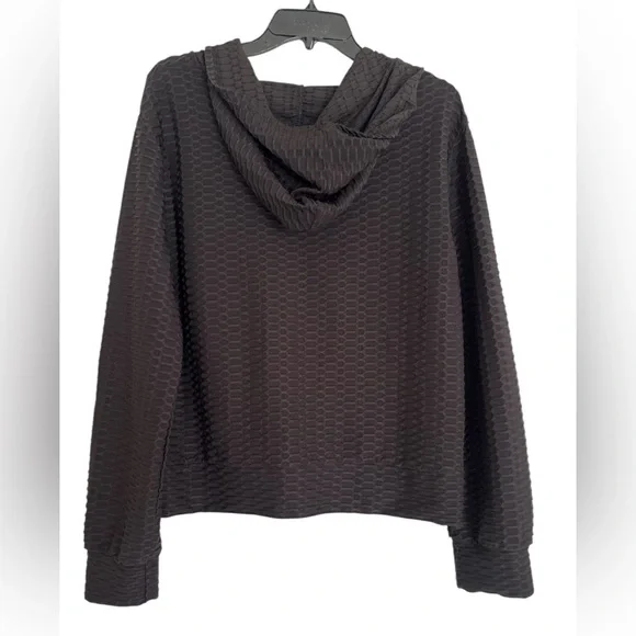 Women's Black Textured/waffled Jacket AQ Sports 2X lightweight, hood & pockets. - Picture 4 of 10